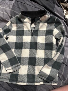 jumping beans Grey and White Check Zip-Up Fleece Pullover